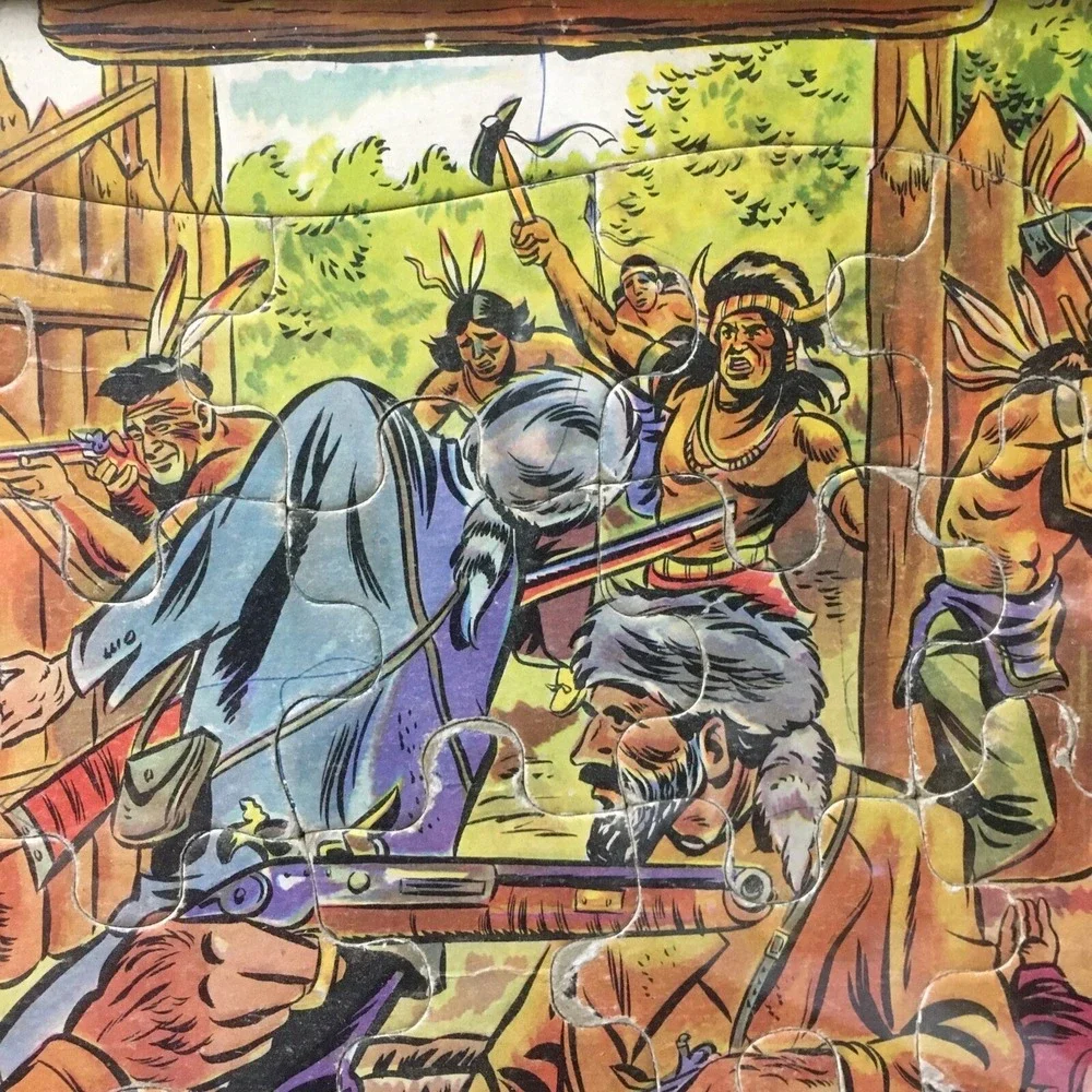 WALT DISNEY DAVY CROCKETT FORT BATTLE 1955 PUZZLE Framed